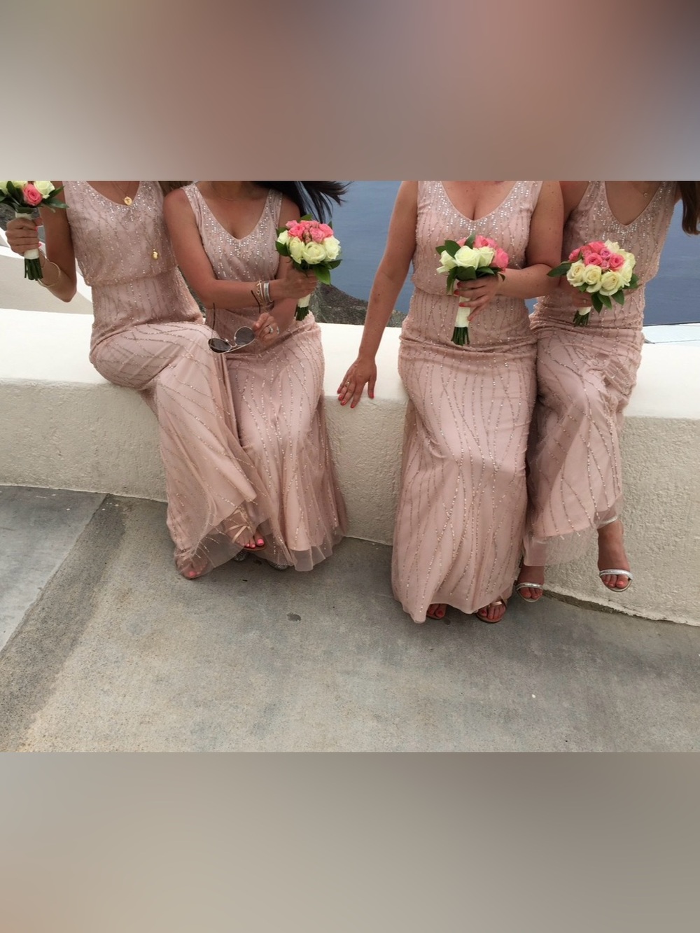 Adrianna Papell Blush Pink Sequin Maxi Dress